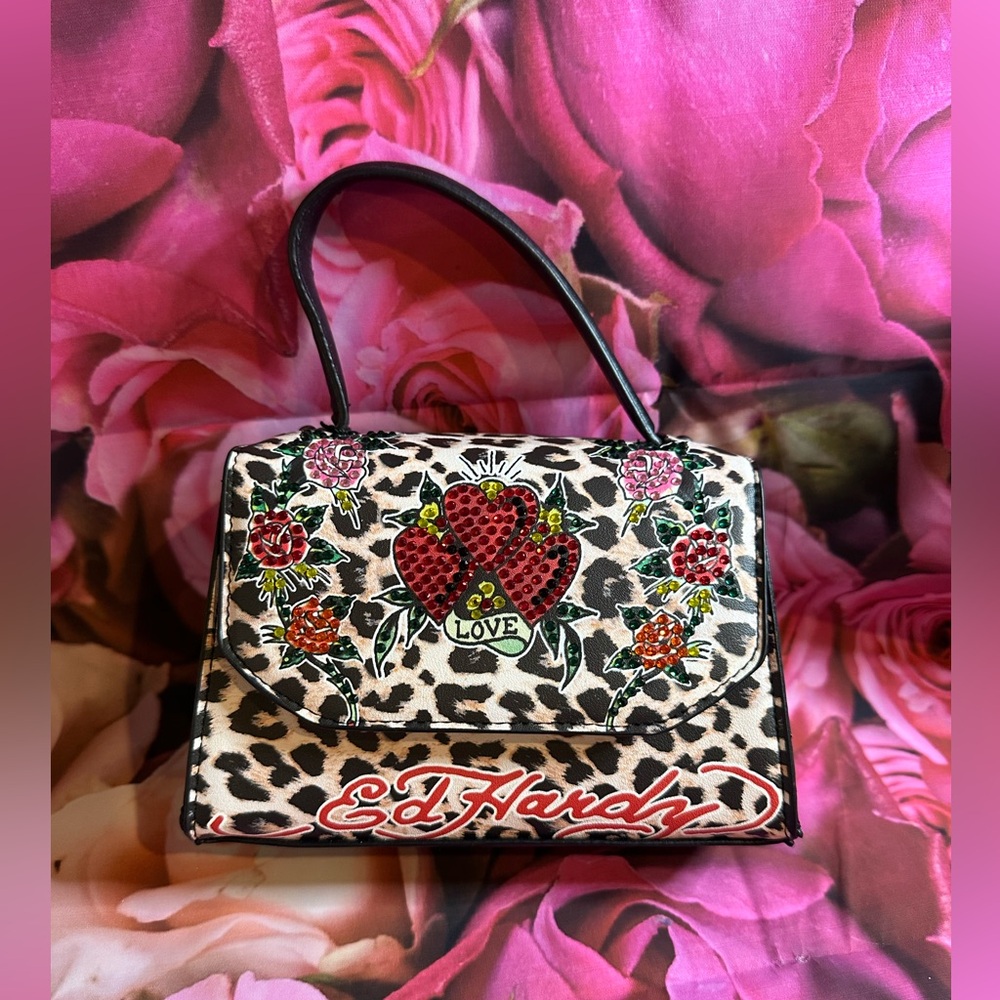 Ed Hardy Love Tattoo Leopard Shoulder Bag or Tote